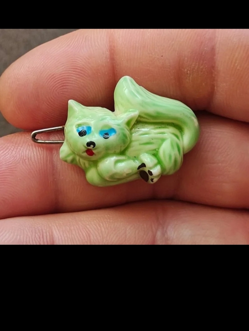 1980s Green Cat Hard Plastic Barrette - Picture 10 of 10